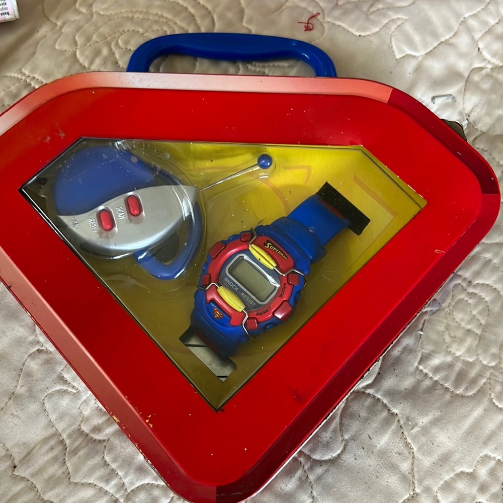Kids supper man watch box . Has never been used. Not sure watch is functioning
